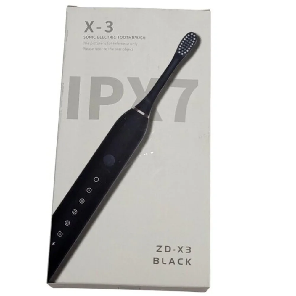 X-3 Sonic Electric Toothbrush IPX7 Waterproof Rechargeable Black